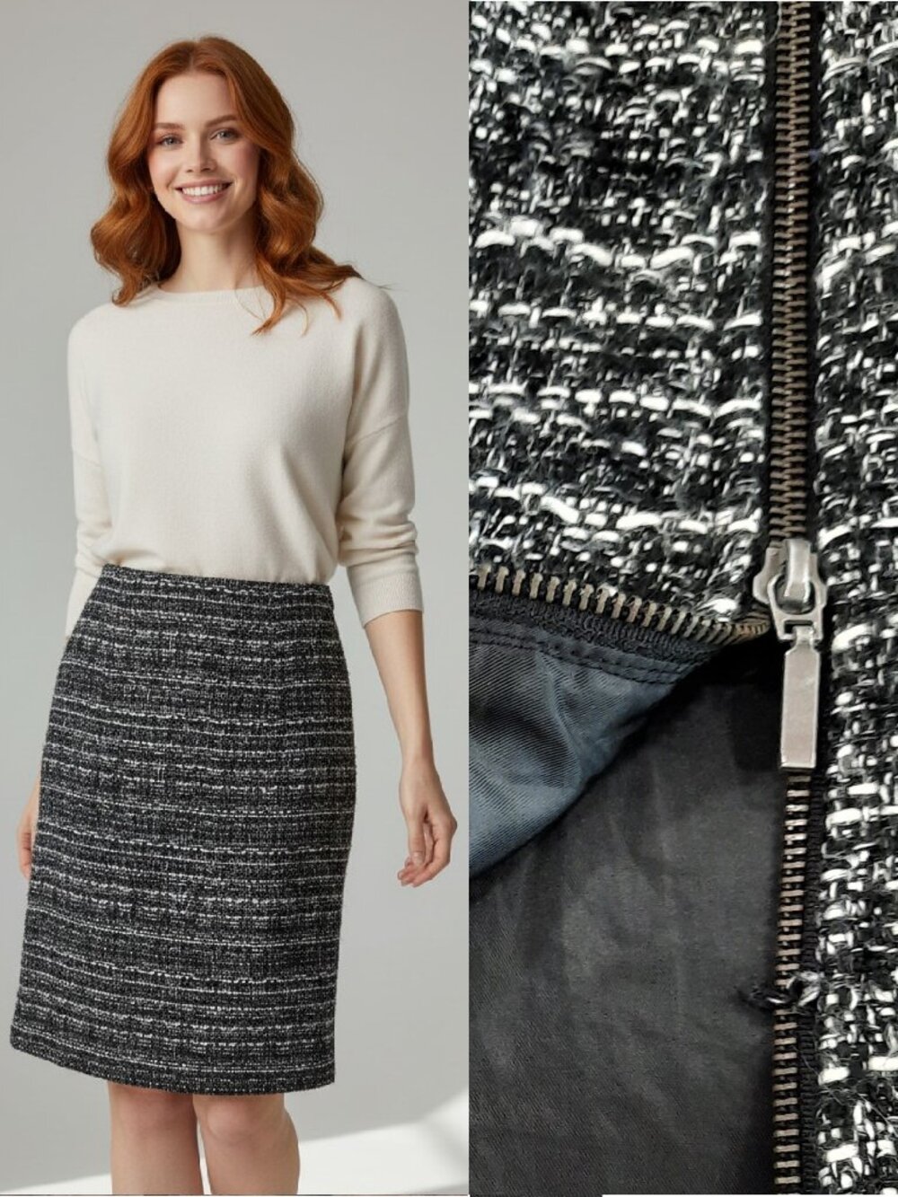 Y2K midi skirt w/ full side zipper - Dalia brand